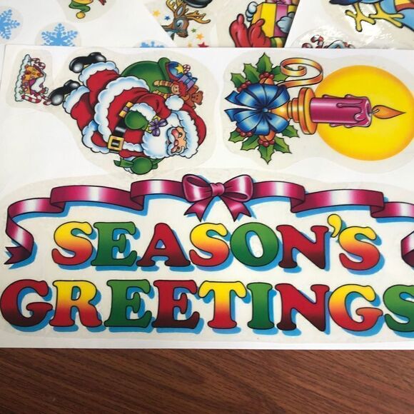 Vintage 70s 80s vinyl decal ￼ Christmas window stick on vinyl Five sheets - Picture 2 of 6